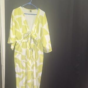 SHEIN Lime Green & White Patterned Jumpsuit